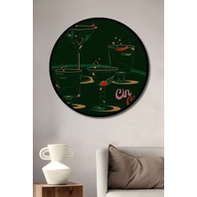 Teona Ahşap Çerçeve Görünümlü Cin Kokteyl Ahşap Mdf Dekoratif Işyeri Duvar Tablo Yuvarlak Işyeri Duvar Tablo