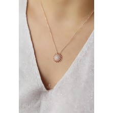 By Barun Güneş Model Beyaz Taşlı Yuvarlak 925 Ayar Gümüş Kolye