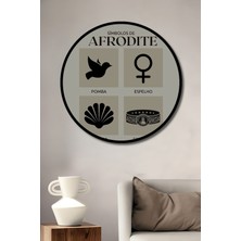 Teona Ahşap Çerçeve Görünümlü Afrodit Sembolleri Dekoratif Ahşap Mdf Ev Duvar Tablo Yuvarlak Ev Duvar Tablo