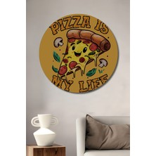 Teona Ahşap Pizza Aşkı Dekoratif Ahşap Mdf Ev/işyeri Duvar Tablo Yuvarlak Ev/işyeri Duvar Tablo