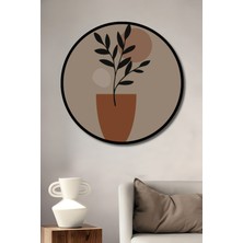 Teona Ahşap Çerçeve Görünümlü Minimalist Bitki Dekoratif Ahşap Mdf Ev Duvar Tablo Yuvarlak Ev Duvar Tablo