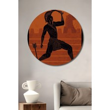 Teona Ahşap Spartalı Savaşçı Dekoratif Ahşap Mdf Ev/işyeri Duvar Tablo Yuvarlak Ev/işyeri Duvar Tablo
