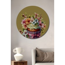 Teona Ahşap Çiçekli Cupcake Pastoral Ahşap Mdf Dekoratif Ev/işyeri Duvar Tablo Yuvarlak Ev/işyeri Duvar Tablo