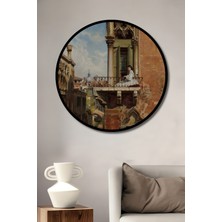 Teona Ahşap Çerçeve Görünümlü Venedik Manzarasında Balkon Keyfi Dekoratif Ahşap Mdf Tablo Yuvarlak Tablo