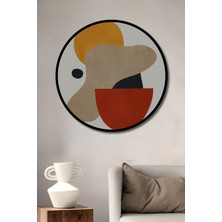 Teona Ahşap Çerçeve Görünümlü Soyut Sanat Dekoratif Ahşap Mdf Işyeri Duvar Tablo Yuvarlak Işyeri Duvar Tablo
