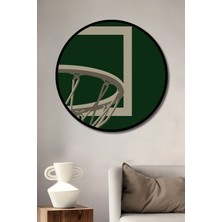 Teona Ahşap Çerçeve Görünümlü Basketbol Potası Dekoratif Ahşap Mdf Ev Duvar Tablo Yuvarlak Ev Duvar Tablo