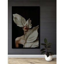 Teona Ahşap Çerçeve Görünümlü Gızemlı Kadın Yaprak Sanatı Ahşap Mdf Dekoratif Tablo Dikdörtgen Tablo