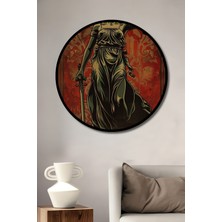 Teona Ahşap Çerçeve Görünümlü Adalet Heykeli Ahşap Mdf Dekoratif Ev Duvar Tablo Yuvarlak Ev Duvar Tablo