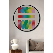 Teona Ahşap Çerçeve Görünümlü Renkli Soyut Sanat Dekoratif Ahşap Mdf Ev Duvar Tablo Yuvarlak Ev Duvar Tablo