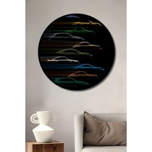 Teona Ahşap Çerçeve Görünümlü Hızlı Arabalar Dekoratif Ahşap Mdf Ev Duvar Tablo Yuvarlak Ev Duvar Tablo