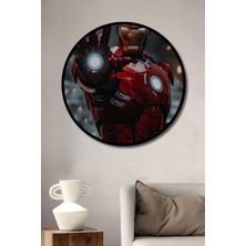 Teona Ahşap Çerçeve Görünümlü Iron Man Ahşap Mdf Dekoratif Ev/işyeri Duvar Tablo Yuvarlak Ev/işyeri Duvar Tablo