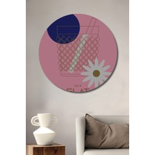 Teona Ahşap Pembe Arka Plan Üzerinde Modern Çizim Dekoratif Ahşap Mdf Tablo Yuvarlak Tablo