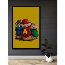 Teona Ahşap Çerçeve Görünümlü Alvin ve Sincaplar Dekoratif Ahşap Mdf Ev Duvar Tablo Dikdörtgen Ev Duvar Tablo