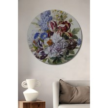 Teona Ahşap Laleler ve Çiçek Baharı Dekoratif Ahşap Mdf Ev/işyeri Duvar Tablo Yuvarlak Ev/işyeri Duvar Tablo