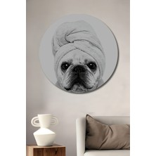 Teona Ahşap French Bulldog Spa Keyfi Ahşap Mdf Dekoratif Ev/işyeri Duvar Tablo Yuvarlak Ev/işyeri Duvar Tablo
