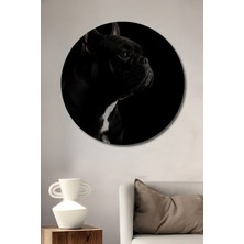 Teona Ahşap Fransız Bulldog Dekoratif Ahşap Mdf Ev/işyeri Duvar Tablo Yuvarlak Ev/işyeri Duvar Tablo