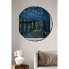 Teona Ahşap Van Gogh Yıldızlı Gece Üzerinde Rhône Ahşap Mdf Dekoratif Tablo Yuvarlak Tablo
