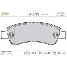 Valeo 670892 Arka Fren Balatasi 1611140880 1611457480 1617265080