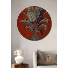 Teona Ahşap Büyük Yapraklı Bitki Ahşap Mdf Dekoratif Ev/işyeri Duvar Tablo Yuvarlak Ev/işyeri Duvar Tablo