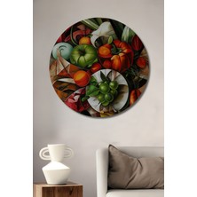 Teona Ahşap Soyut Meyve ve Sebzeler Ahşap Mdf Dekoratif Ev/işyeri Duvar Tablo Yuvarlak Ev/işyeri Duvar Tablo