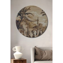 Teona Ahşap Tropikal Cennet Sahnesi Dekoratif Ahşap Mdf Ev/işyeri Duvar Tablo Yuvarlak Ev/işyeri Duvar Tablo