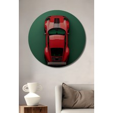 Teona Ahşap Kırmızı Spor Araba Dekoratif Ahşap Mdf Ev/işyeri Duvar Tablo Yuvarlak Ev/işyeri Duvar Tablo