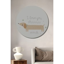 Teona Ahşap Sevimli Köpek Aşkı Dekoratif Ahşap Mdf Ev/işyeri Duvar Tablo Yuvarlak Ev/işyeri Duvar Tablo