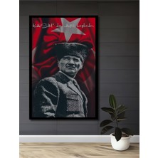 Teona Ahşap Çerçeve Görünümlü Atatürk Temalı Ahşap Mdf Dekoratif Ev Duvar Tablo Dikdörtgen Ev Duvar Tablo