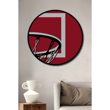 Teona Ahşap Çerçeve Görünümlü Basketbol Potası Dekoratif Ahşap Mdf Ev Duvar Tablo Yuvarlak Ev Duvar Tablo