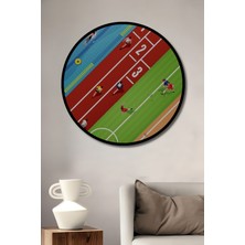 Teona Ahşap Çerçeve Görünümlü Yarış Parkuru Dekoratif Ahşap Mdf Ev Duvar Tablo Yuvarlak Ev Duvar Tablo