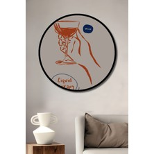 Teona Ahşap Çerçeve Görünümlü Şarap Aromalı Ahşap Mdf Dekoratif Ev Duvar Tablo Yuvarlak Ev Duvar Tablo