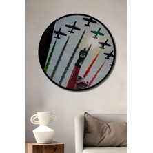 Teona Ahşap Çerçeve Görünümlü Formula Bir Gökyüzü Fırtınası Dekoratif Ahşap Mdf Tablo Yuvarlak Tablo