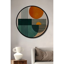 Teona Ahşap Çerçeve Görünümlü Modern Soyut Ahşap Mdf Dekoratif Işyeri Duvar Tablo Yuvarlak Işyeri Duvar Tablo