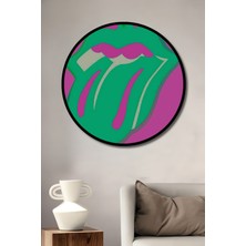 Teona Ahşap Çerçeve Görünümlü Rolling Stones Ilhamı Renkli Dekoratif Ahşap Mdf Tablo Yuvarlak Tablo