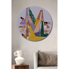 Teona Ahşap Renkli Yoga Topluluğu Dekoratif Ahşap Mdf Ev/işyeri Duvar Tablo Yuvarlak Ev/işyeri Duvar Tablo