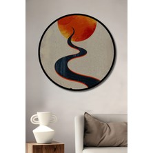 Teona Ahşap Çerçeve Görünümlü Gızemlı Güneş Yolu Ahşap Mdf Dekoratif Ev Duvar Tablo Yuvarlak Ev Duvar Tablo