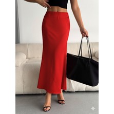 Bleu Petite Ithal Saten Kumaş Balık Form Kadın Etek