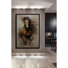Teona Ahşap Çerçeve Görünümlü Güçlü At Ahşap Mdf Dekoratif Işyeri Duvar Tablo Dikdörtgen Işyeri Duvar Tablo