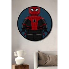 Teona Ahşap Çerçeve Görünümlü Spider Man Ahşap Mdf Dekoratif Işyeri Duvar Tablo Yuvarlak Işyeri Duvar Tablo