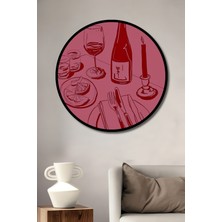 Teona Ahşap Çerçeve Görünümlü Romantik Şık Sofra Dekoratif Ahşap Mdf Ev Duvar Tablo Yuvarlak Ev Duvar Tablo