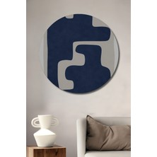 Teona Ahşap Soyut Sanat Mavi Şekiller Ahşap Mdf Dekoratif Ev/işyeri Duvar Tablo Yuvarlak Ev/işyeri Duvar Tablo