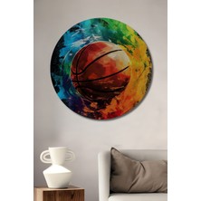 Teona Ahşap Renkli Basketbol Patlaması Dekoratif Ahşap Mdf Ev/işyeri Duvar Tablo Yuvarlak Ev/işyeri Duvar Tablo