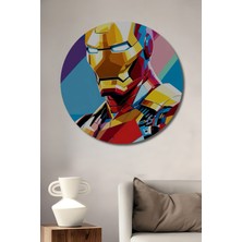 Teona Ahşap Iron Man Renkli Ahşap Mdf Dekoratif Ev/işyeri Duvar Tablo Yuvarlak Ev/işyeri Duvar Tablo