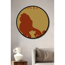 Teona Ahşap Çerçeve Görünümlü Aslan Kral Dekoratif Ahşap Mdf Işyeri Duvar Tablo Yuvarlak Işyeri Duvar Tablo