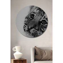 Teona Ahşap Kaplan Yavrusu Dekoratif Ahşap Mdf Ev/işyeri Duvar Tablo Yuvarlak Ev/işyeri Duvar Tablo