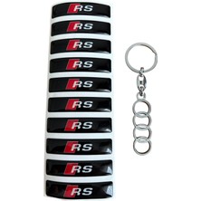 Audi Audı Rs Logolu 10 Lu Damla Stıcker ve 1 Adet Metal Anahtarlık