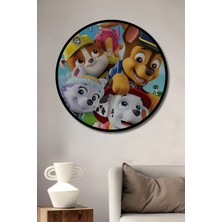 Teona Ahşap Çerçeve Görünümlü Paw Patrol Ahşap Mdf Dekoratif Işyeri Duvar Tablo Yuvarlak Işyeri Duvar Tablo