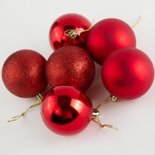 Hg.Aksesuar 6 Adet Cici Top Yılbaşı Ağaç Süsü 6cm