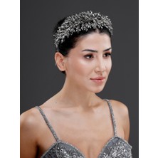 Magic Tiara Kristal Boncuklu Geniş Taç – Işıltılı Özel Gün ve Davet Saç Aksesuarı