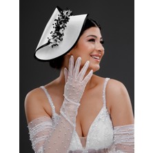 Magic Tiara Çiçek ve Boncuk Detaylı Zarif Kadın Davet Kepi – Özel Gün, Nikah ve Nişan Şapkası